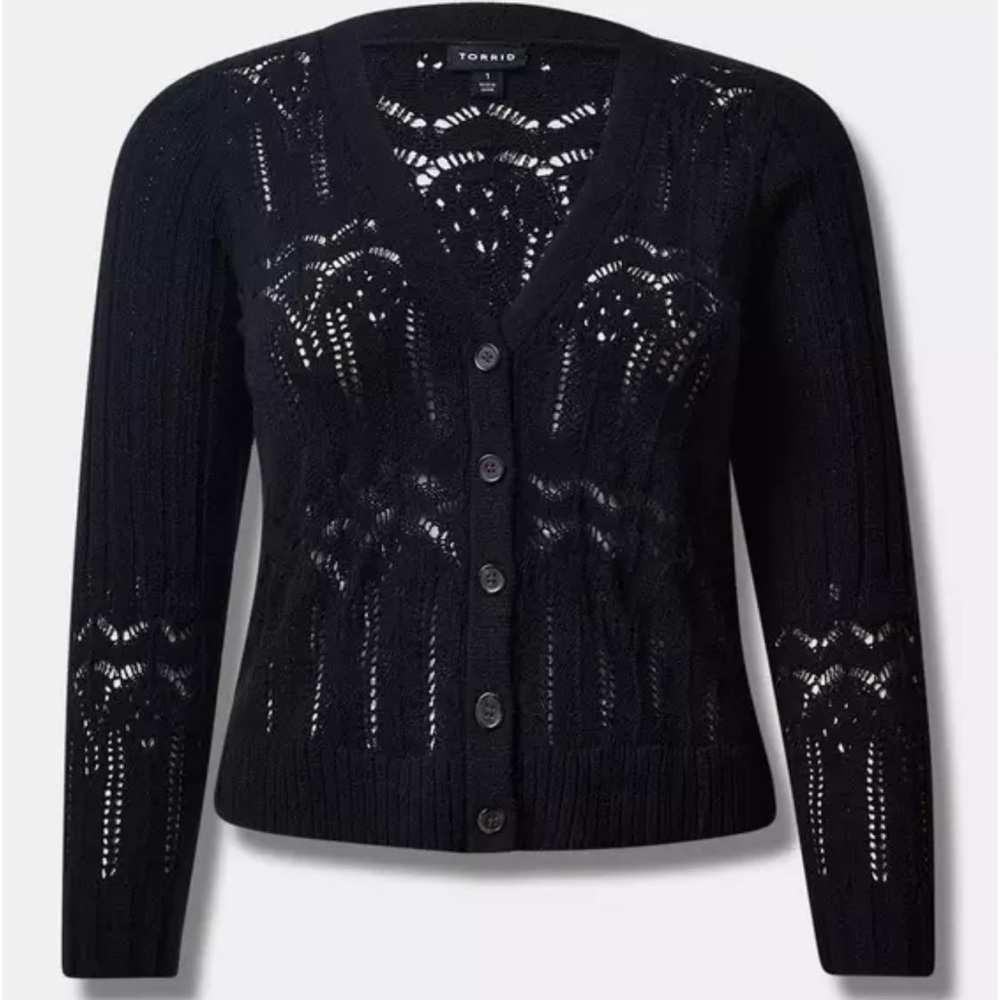 Torrid Pointelle Cardigan V-Neck Sweater